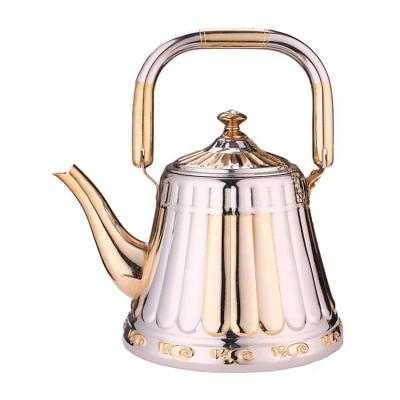 China Sustainable Gold Color Morocco Tea Serving Pot As Gift 201 Premium Stainless Steel Teapot 1.0/1.5/2.0L for sale