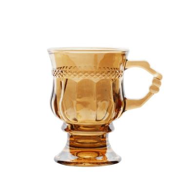 China 2022 New Modern Wholesale Coffee Mug Amber Glass Home With Handle for sale