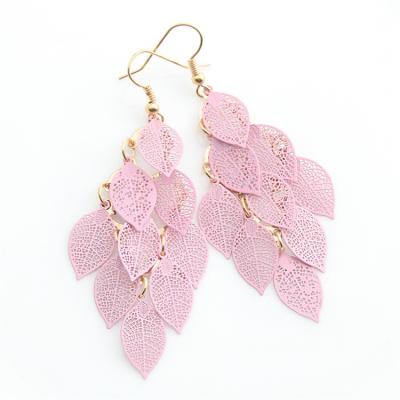 China Comfort Fit Girl's Earrings Party Leaf Shape Retro Leaf Tassel Earrings Popular Cool Earrings Summer Straight Earrings small ear for sale