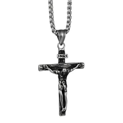 China Other Cross Necklace Stainless Necklace For Men Hip Hop Personality Crucifix Cross Titanium Steel Necklace For Men And Women for sale