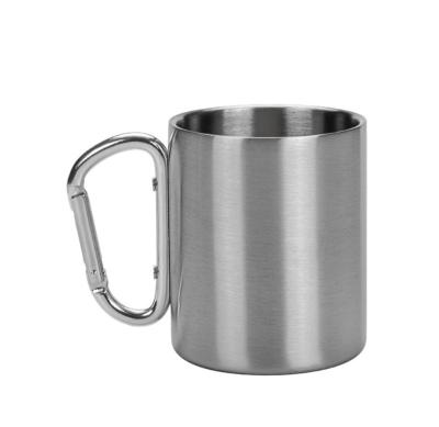 China 304 Stainless Steel Wholesale Outdoor Double Wall Mug Coffee Mug Mountaineering Buckle Outdoor Camping Mugs for sale