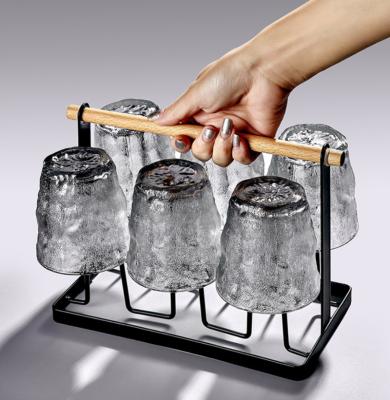 China Folk Heat-Resistant Crystal Glacier Ice Cream Household Art Household Cup Drinks Mug Glass Tea Cup Set For Guests for sale