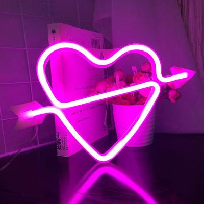 China Residential Battery Operated Usb Love Heart Shape Decoration Ambiance Led Neon Sign Wall Light For Kids Home Room for sale