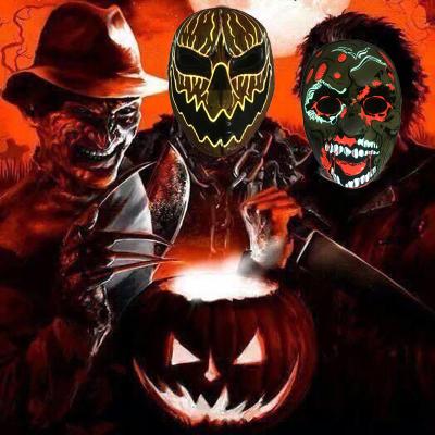 China Eco-Friendly Halloween Party Eco-Friendly Festival Scary Scary EL Wire Cosplay LED Glowing Light Up Face Mask For Men Women Kids Gifts for sale