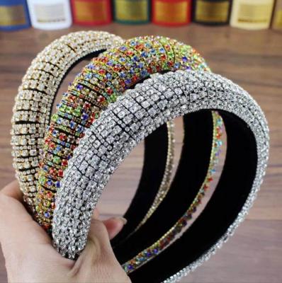 China 2021 Fashion Wholesale Bling Bling Designer Crystal Diamond Women Accessories Rhinestone Headbands for sale