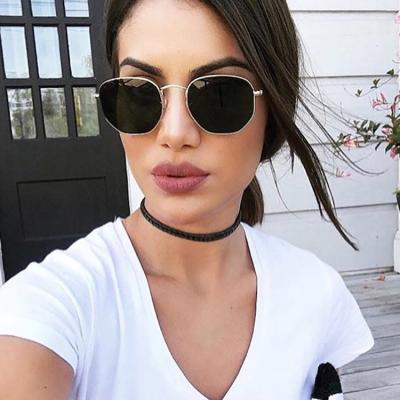 China Polygonal Sunglasses Shape Polygon Metal Frame Sunglasses Colored Ocean Glass Irregular Rectangle Lenses for sale