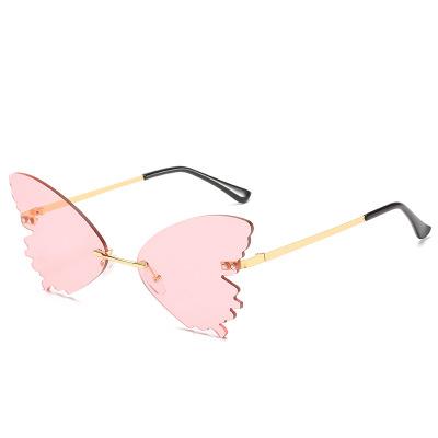 China Fashion Sunglasses Shape Butterfly Rimless Sunglasses Shade Women 2021 Hot Sale Sun Glasses for sale