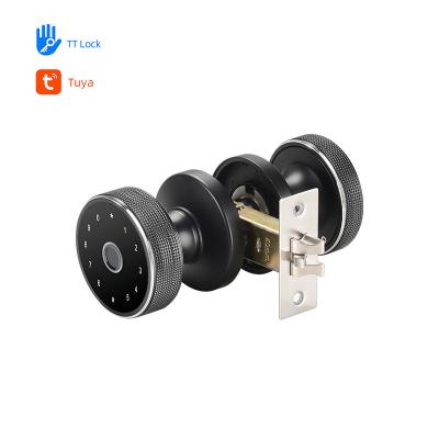 China Round Handle Biometric Smart Lock Smart Fingerprint Door Lock With Tuya App for sale