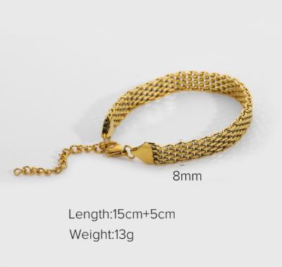 China Europe and America 18K Gold Plated Stainless Steel Mesh Bracelet Bangle for sale