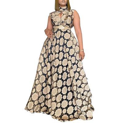 China 2022 Fashion Women's Sleeveless Dress Anti-static High Neck Air Chest Snowflake Round Print Dress Large for sale