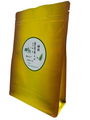 China Resealable Zipper Top Bottom Gusset Packaging Bag With Golden Surface for sale