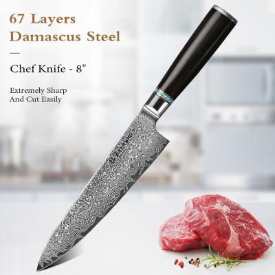 China New Design Sustainable Japanese Kitchen Damascus Steel Chef Knife for sale