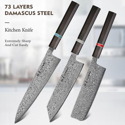 China Japanese Style Damascus Kitchen Chef Knife Set Custom Viable Steel Magnetic Gift Box Accepted for sale