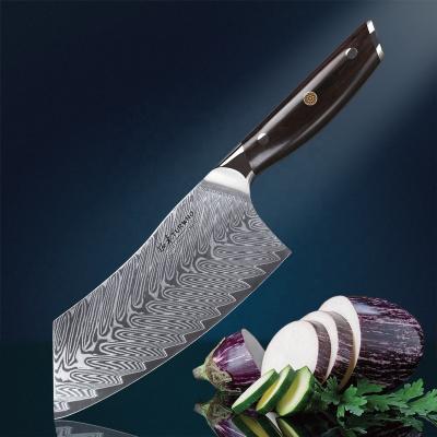 China Sustainable PRO 7 Inch Damascus Steel Cleaver For Vegetable Cleaver for sale