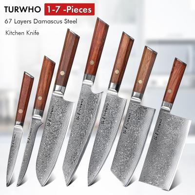 China Viable Luxury High Quality Steel Chef Knives Damascus Kitchen Set VG-10 for sale