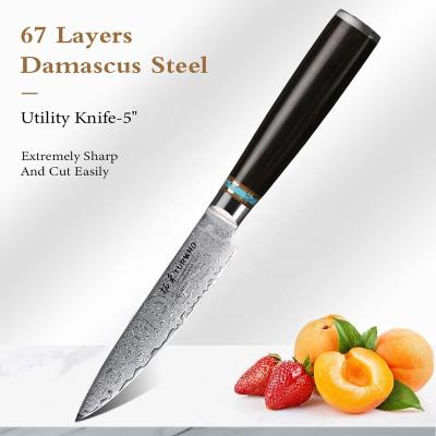 China Durable Super Sharpness Damascus Steel 67 Layers Small Utility Knife for sale