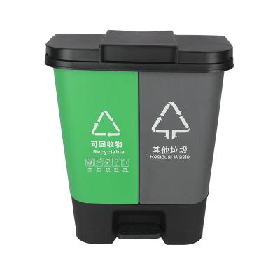 China Attractive Price Sustainable Kitchen Supply Factory Waste Bin Plastic Twin Street Trash Bin for sale