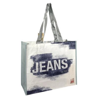 China Custom Customer Washable Tote Eco Fabric RPET Foldable Shopping Bag With Double Handles for sale