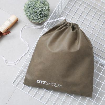 China Fashion Washable Custom Promotional Leisure Green Non Woven Drawstring Bag For Clothes for sale