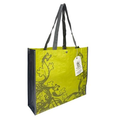 China 2021 Factory Price Washable Promotional Recyclable Woven PP Woven Shopping Bag With Button For Closure for sale