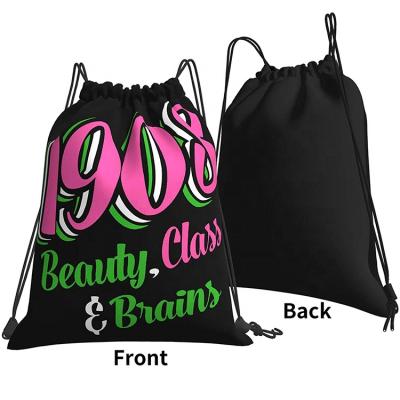 China Washable Report Approved 100% Cotton Silk Screen Printing Canvas Cotton Sports Drawstring Backpack Bags for sale