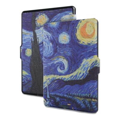 China Full Protection For Kindle Paperwhite Case Van Gogh Design Skin Lighted Slim Leather Cover For Kindle Paperwhite for sale