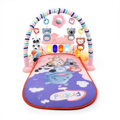 China Educational Toy Barrel Soft Music and Light Sleeping Mat Rattle Toys With 4pcs Washnable Fitness Rack Baby Gym Piano Play for sale