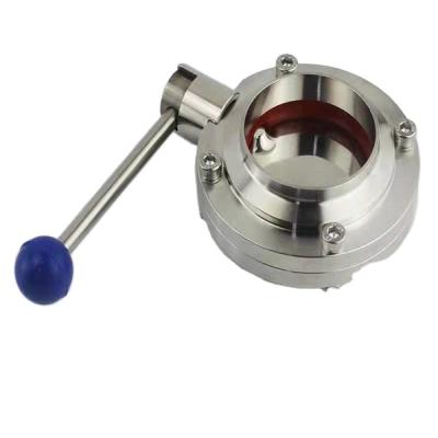 China General High Quality Type Stainless Steel Food Grade Handle Lever Sanitary Welding Butterfly Valve for sale