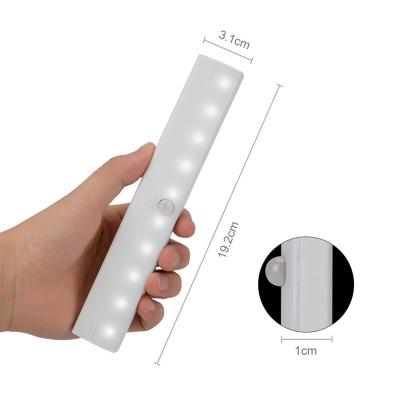 China Modern Wireless 10 LED Closet Night Lighting 4* AC Battery Table Cabinet Bookcase Lamp LED Motion Sensor Light for sale