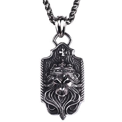 China Hiphop the lion punk necklace for men big star pentagon vintage pendant punk style for sale