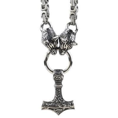 China High Quality Norse Viking Wolf Necklace For Men Stainless Steel Knot Fenrir Pendant for sale