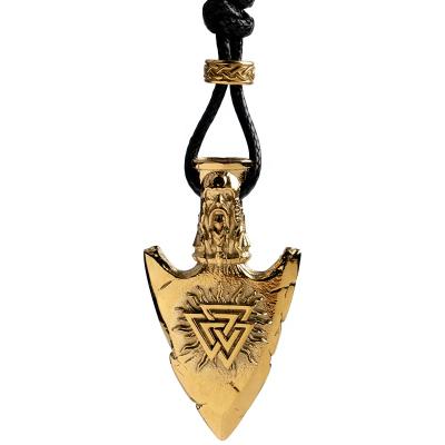 China High Qulity Viking Gold Valknut Arrow Necklace Mens Punk Rock Vintage Jewelry Hip Hop Pendant And Stainless Steel Silver Spear for sale