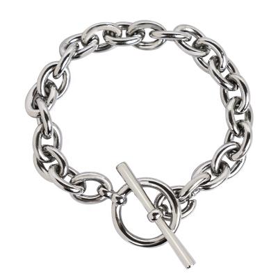 China Y2K ABG Ethnic High Quality Stainless Steel Hyperbola OT Buckle Link Chain Women And Men Bracelets for sale