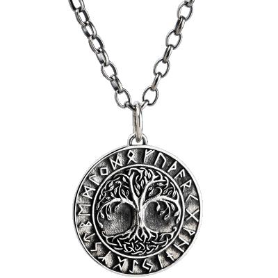 China Viking Life Tree Silver Necklace Vintage High Fashion Pendants Around Hip Pop Street Embossed Necklace for sale