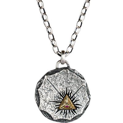 China 100% handmade eyes of omniscient necklace sterling silver the sun pendant for men for sale