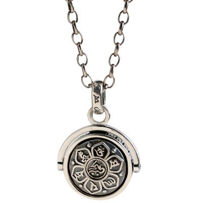 China 925 Degree Rotation 360 Degree Buddhism Totem Silver Lotus Pendants Six Word Proverbs For Men And Women Swirling Necklace for sale