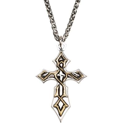 China High Shiny Polished Sterling Silver Cross Necklace For Men Punk Thorns Vintage Style Fashion Jewelry for sale