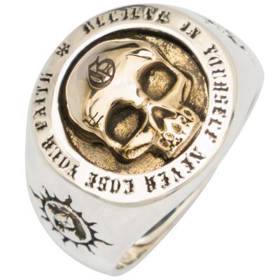 China Brand New 925 Sterling Silver With Brass Punk Newcomer Skull Round Embossed Ring for sale