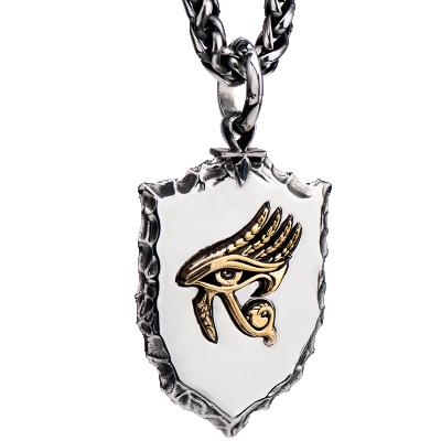 China Hot Selling Vintage Hiphop Irregular Shield Pendant Necklace Stainless Steel With Cooper Hip Hop Necklace for sale