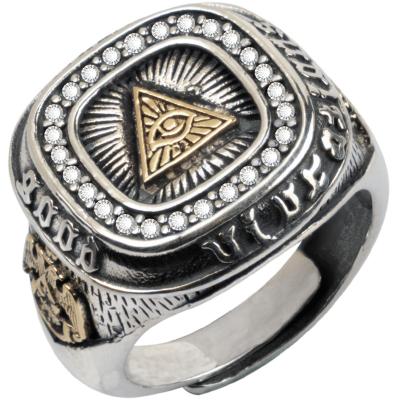 China Appreance Exquisite Eye Of Providence Silver Rings For Man Vintage Two Eagle Fashion Jewelry Hip Pop Street Culture Main for sale