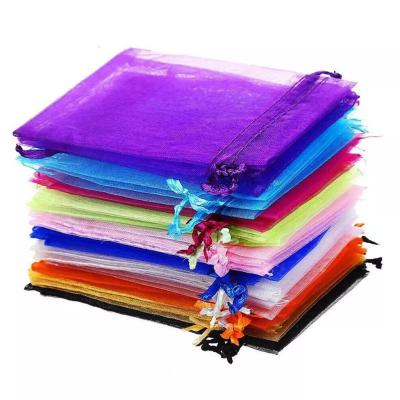 China Multi-size Organza Drawstring Bags Daily Colorful Custom Transparent Christmas Halloween Gift Packaging Bags for sale