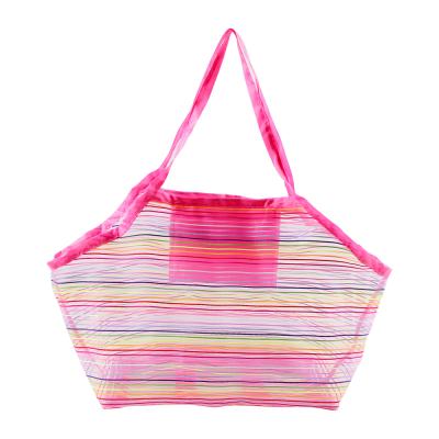 China Pink Eco-Friendly Kids Sand Away Protable Mesh Towel Bag Baby Toy Storage Sundries Bag Women Cosmetic Makeup Bags Kids Beach Toys Clothes for sale