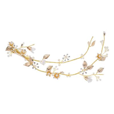 China Elegant Ceramic Ladies Hair Decoration Hair Bands For Women Hair Accessories With Pearl And Crystal Flower Leaves for sale