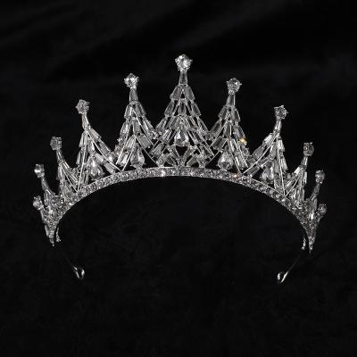 China Silver Alloy Gold Crown With Rhinestones Shining Bridal Hair Accessories for sale