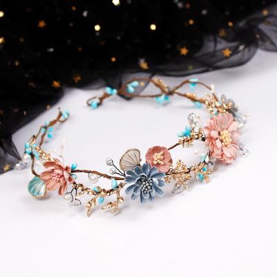 China Bridal headpiece Handmade flower+imitation pearl+crystal+iron wire+alloy fabric flower+imitation pearl+crystal+iron wire+alloy bridal headpiece hair accessories for sale