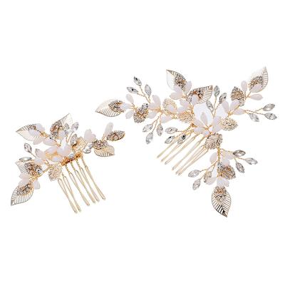 China Alloy+Crystal+beads wedding hair comb crystal bridal hair accessories handmade rhinestone hair comb for sale