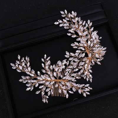 China Handmade Alloy+ Rhinestones Hair Comb Women's Bridal Hair Accessories Jewelry Rhinestone Hair Comb for sale