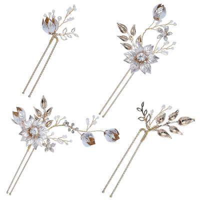 China Eco - Friendly Women Hair Accessory Handmade Wedding Bridal Hair Pins Crystals With Pearl for sale