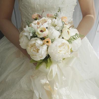 China High Quality Artificial Flower+Rhinestone Hot Selling Flower Bridesmaid Bouquet Wedding Bridal Standing Flower Bouquet for sale