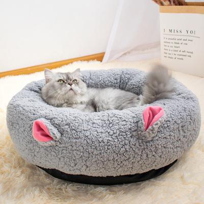 China Breathable Western Faux Fur Dog House Bed and Cat Bed, Original Calming Dog Bed for Small Medium Large Pets, Anti Worry Round Donut Cuddler for sale